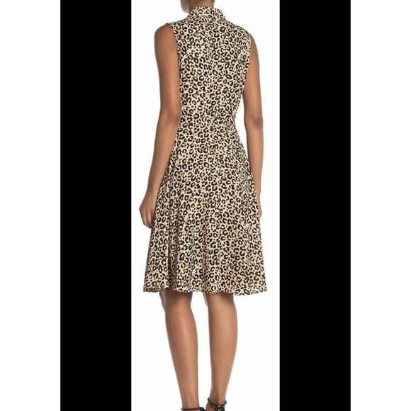 Nanette Lepore Midi Shirt Dress Leopard Animal Print Pintuck Pleated Party 14 - Picture 2 of 16